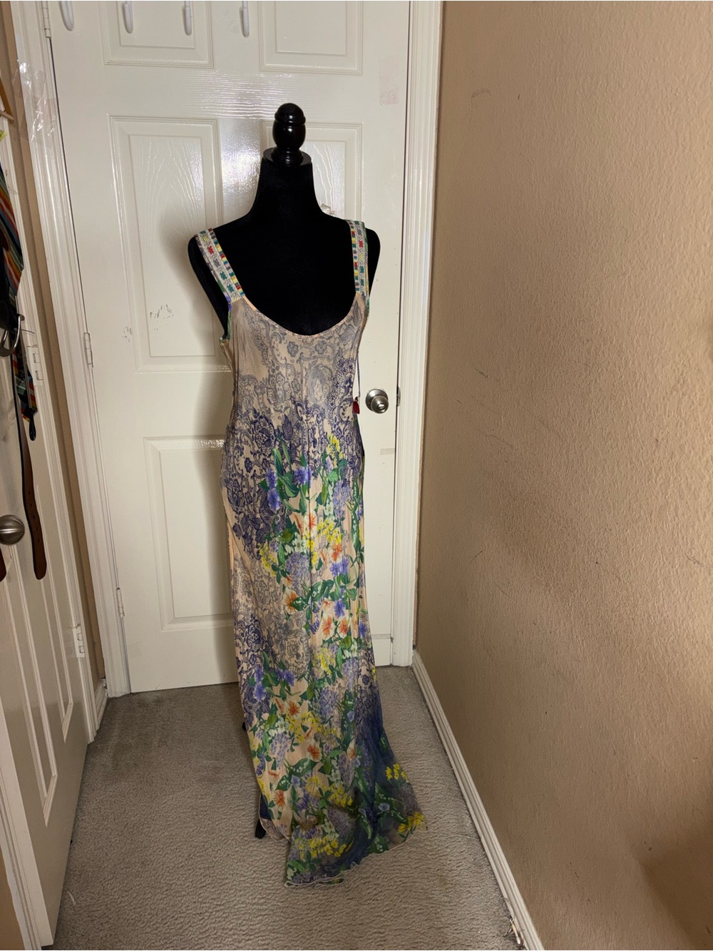 Johnny Was Maxi Dress Large Mesh Floral Print Long Womens